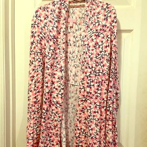 Pink & navy floral open cardigan by Lilly Pullizer